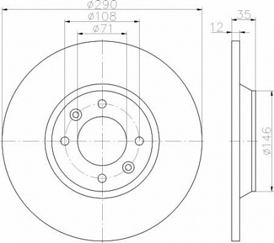 HELLA PAGID 8dd355117291 -  Тормозной диск